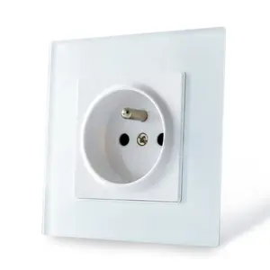 Electric Lighting Switches And Sockets Black White Tempered Glass Panel Modern Design French Connect Socket