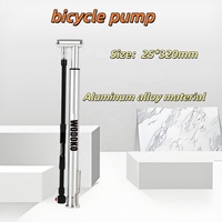 Pompe à air compacte et portable Worldcycle 2125B en alliage d'aluminium compatible Schrader pour VTT, haute pression 100 PSI, 25x320mm, argent