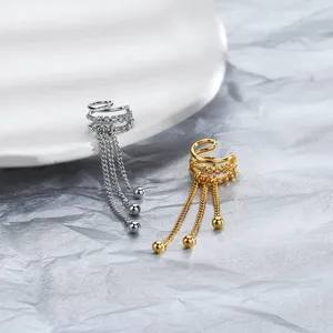 <span class=keywords><strong>Orecchini</strong></span> a Clip Coreani alla Moda con Nappine per Ragazze e Donne, Colore <span class=keywords><strong>Argento</strong></span> con Zirconi, Senza Foro, Gioielli per Cartilagine LAMOON - Product Image 3