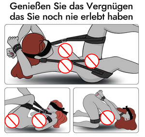 BDSM <span class=keywords><strong>Bondage</strong></span> Sets, Lederen Been- en Polsbanden, Verstelbare Handboeien, Blinddoek, Adult Sex Toy voor Koppels - Product Image 2