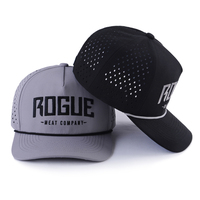 Casquette de baseball unisexe de performance sportive en polyester résistant à l'eau, à visière incurvée à 5 panneaux, découpée au laser, ajustée, avec cordon, modèle RD BA 0746
