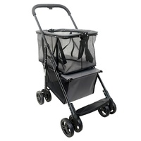 Poussette pliable pour animaux de compagnie PAIPET, pliage à une touche, poussette pour chien et chat avec panier amovible à double couche pour les voyages