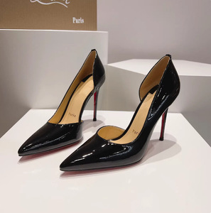 Escarpins décontractés pour femmes à talon aiguille, bout pointu, découpe latérale, semelle rouge, style sexy - Product Image 3