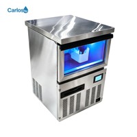 Machine à glaçons cubiques commerciale en acier inoxydable durable, avec lumière auxiliaire bactériostatique bleue, pour café et bar à cocktails