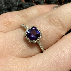 <b>Alexandrite</b> Proposal <b>Ring</b>, 925 Sterling Silver, Minimalist <b>Alexandrite</b> Cushion Cut Stunning Halo <b>Ring</b> June Birthstone Women <b>Ring</b> - Product Image 1