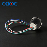 Bouton-poussoir IP65, course courte, anneau LED RGB, métal noir, étanche, avec fil, pour commande de robot de transport ferrovia