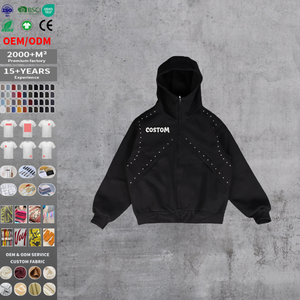 Sudadera con Capucha de Felpa para Hombre, Gruesa, 100% Algodón, Corte Holgado, Cierre de Cremallera, Personalizable con Estampado/Bordado - Product Image 2