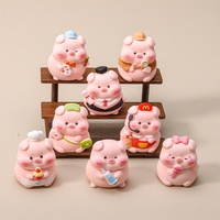 Figurine de cochon de dessin animé professionnelle peinte à la main, accessoires de bijoux en plastique DIY, boîte mystère tendance, sac mystère, maison de poupée, figurine mignonne