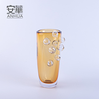 Ensemble de vases en verre ambré à bulles modernes, faits à la main, style Art Déco, pour centre de table, salon, mariage