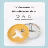 Nouvelle assiette ronde en silicone écologique moderne, motif uni, 20 cm, 4 ventouses, ensemble de vaisselle pour bébé