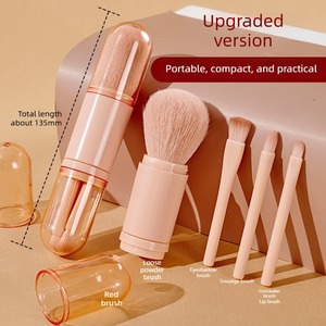 Retractable <b>Makeup</b> <b>Brush</b> Set 4 in 1 Travel <b>Makeup</b> <b>Brushes</b> with Protective <b>Case</b> Soft Powder Blush <b>Brush</b> for Women Girls - Product Image 3