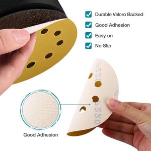 Paquete de 100 Discos de Lijado de 5 Pulgadas con 8 Agujeros y Velcro para Lijadora Orbital, Papel de Lija de Grano 120, 150, 180, 220, 240, 320, 400, 600, 800 - Product Image 3