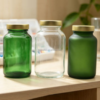 Vente en gros de flacons en verre à large ouverture transparents bleus, ambrés et verts de 200 ml et 250 ml, flacons à pilules vides