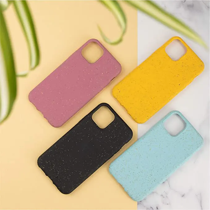 Eco-Friendly Silicone Case For iPhone 12 mini 11 Pro Max 7 8 Plus XR XS MAX Phone Cover For iPhone 12 13 14 Soft Wheat Straw