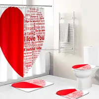 Заводские пользовательские печатные на День святого Валентина I Love You занавески для ванной комнаты 3D сердечки печать 4 шт. занавески для душа с ковриками для ванной