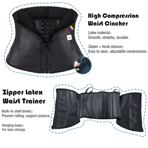 Cintura Modellante a Torso Corto con Controllo Forte, Effetto Sauna, per Pancia e Addome, in Spandex/Nylon, con Cerniera e Ganci, per Donna - Product Image 5