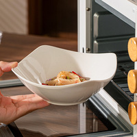 Assiettes carrées en céramique blanche de style nordique minimaliste pour la maison, grande capacité, pour plats froids et salades