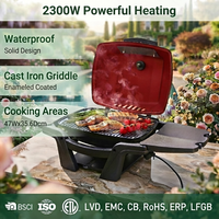 2300W Moderner Tragbarer Elektro-Grill Edelstahl Gusseisen-Grillroste Abnehmbare Seitentische Reisefreundlich für Draußen