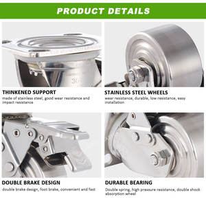 Massiver Edelstahl Hochleistungs-Rollen maschinen ausrüstung Transport Lenk rollen räder 4 "5" 6 "8" - Product Image 3