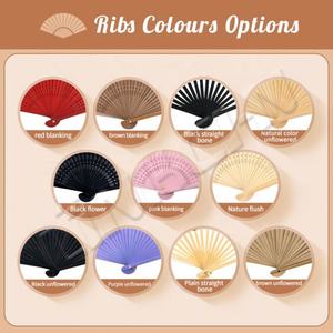 <b>Personalised</b> Flower Printed Bamboo Hand <b>Fan</b> with Your logo - Product Image 4