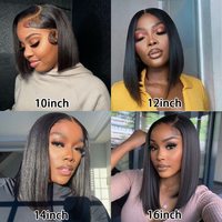 Pelucas de Cabello Humano con Encaje Frontal HD, Estilo Bob, para Mujeres Negras, sin Pegamento