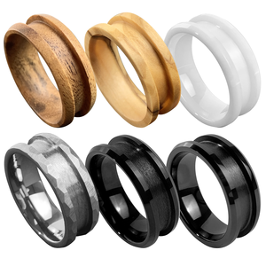 Anillos de Tungsteno con Incrustaciones de Madera y Cerámica de 8mm, Anillos de Carburo de Tungsteno para Hombre, Anillos de Compromiso y Boda, Venta al Por Mayor - Product Image 1