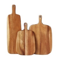 Planche de service de pain au fromage en bois d'acacia vierge planche à découper en bois avec poignée - Product Image 2