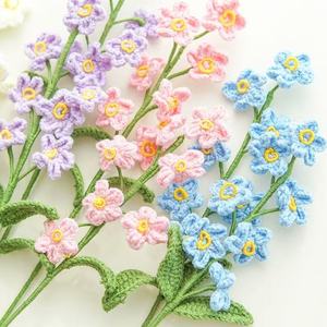 Ramo <span class=keywords><strong>de</strong></span> Flores <span class=keywords><strong>de</strong></span> No Me Olvides Tejido a Mano, Tejido <span class=keywords><strong>de</strong></span> Lana, Simulado, Hecho a Mano, Decoración del Hogar, Regalo, Flor <span class=keywords><strong>de</strong></span> Mano - Product Image 1
