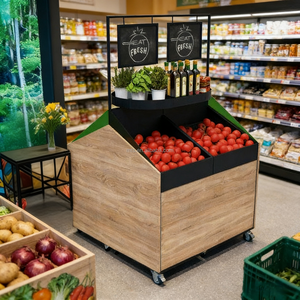 Soporte de exhibición de presentación móvil de frutas y verduras <span class=keywords><strong>Bio</strong></span> Estante de frutas Tienda de frutas Supermercado Exhibición comercial - Product Image 1