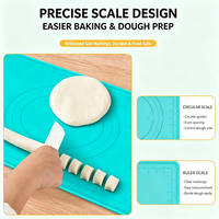 Tapis de pâtisserie en silicone avec règle en relief et échelle circulaire, qualité alimentaire, résistant à la chaleur, compatible congélateur, pour la découpe de la pâte