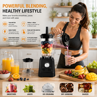 Blender 2-en-1 avec broyeur à sec, lame en acier inoxydable et protection contre la surchauffe, pour la préparation de smoothies à la maison
