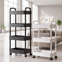 Chariot de rangement pliable à 5 niveaux en plastique, mobile, pour cuisine, dortoir, chambre à coucher, chevet