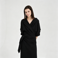Robe décontractée rétro en mélange de soie couleur personnalisée pour femme, style élégant