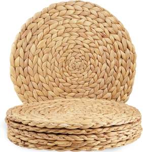 Manteles individuales tejidos de ratán, bases para platos de ratán, manteles individuales de junco marino, manteles individuales redondos de ratán, bases para platos redondas de ratán - Product Image 1