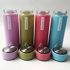 Crystal Infused Gem Water Bottle Wellness Glass water bottle wholesale Coloured stone glass water bottle