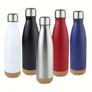 Bouteilles isothermes sous vide en acier inoxydable à double paroi de 500 ml (17 oz) en forme de liège, pour vente en gros - Product Image 2
