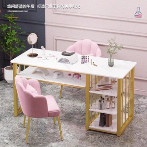 Mesa de Manicura Moderna de Madera para Técnicos de Uñas, Resistente al Acetona, con Marco Metálico, Estación de Salón de Belleza, Organizador de Almacenamiento - Product Image 3