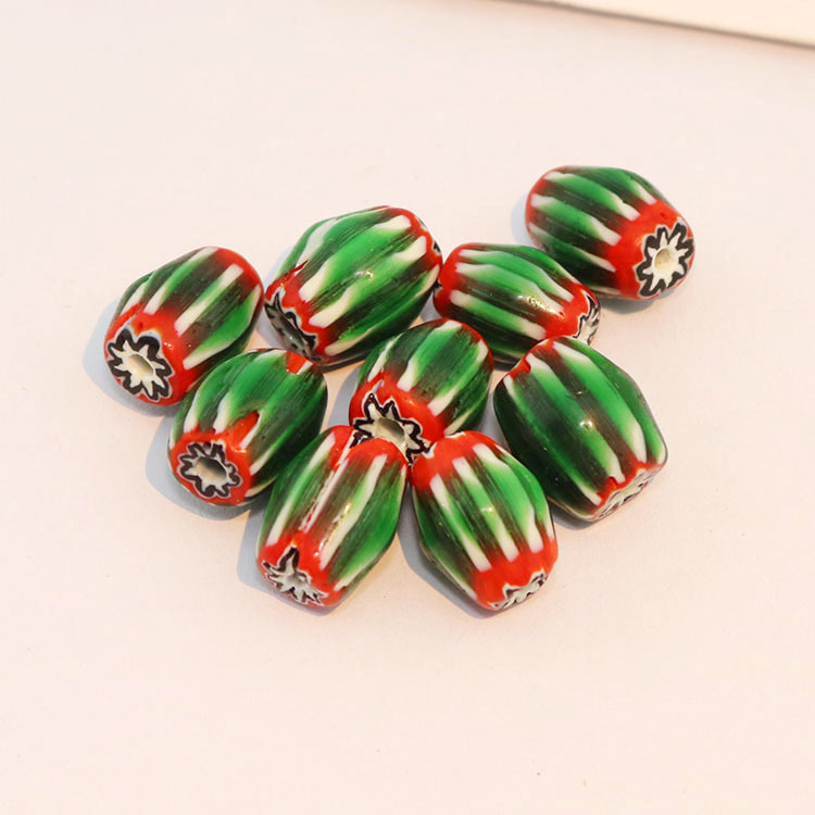Collier Africain Minuscule Perles Vénitiennes Chevrons - Rouge Et Vert 7mm - Marque East Oasis - Occasion