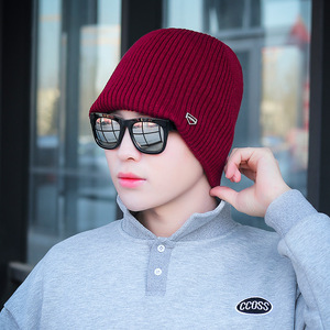 Men's Winter Knitted Ski Hat Navy Blue Warm Windproof Outdoor Sports Cap Adult Cotton Fleece Lined - Product Image 3