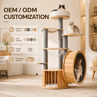 Arbre à chat personnalisé avec roue d'exercice, mobilier multifonctionnel pour chat avec poteaux à gratter, plateformes et condo OEM ODM