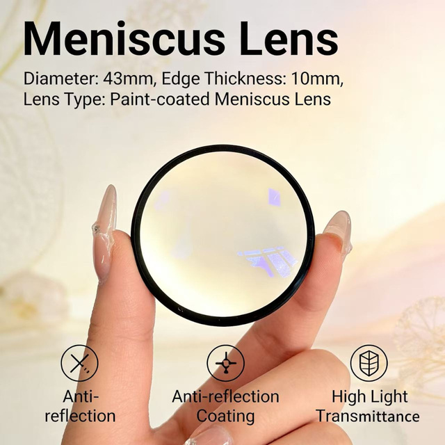 Precision Machined 43mm Dia 10mm Edge Thick Meniscus Lens Optical Glass Strict Quality System for Industrial Optical Equipment