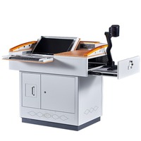 Bureau informatique multimédia pour salle de classe avec écran LCD rabattable, table de formation en acier pour l'école