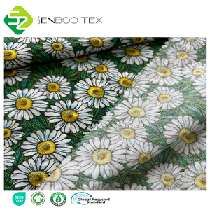 Trọng Lượng Nhẹ 60% Hữu Cơ Cotton 40% Tre Treo Lên Crepe Vải Sử Dụng Cho Màu Xanh Lá Cây Daisy Dây Kéo Slit Thời Trang Midi Váy - Product Image 5