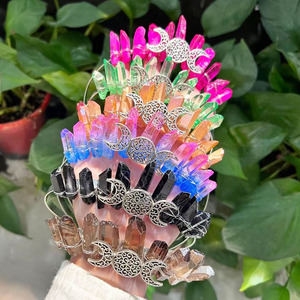 Aura Crystal Point Tiara Mermaid Raw Crystal <strong>Quartz</strong> Crown Headband for Weeding <strong>Party</strong> - Product Image 2