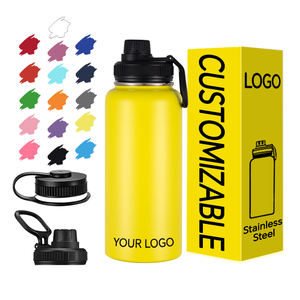 Bouteille isotherme sous vide en acier inoxydable de 32 oz, finition mate en poudre de caoutchouc, bouteilles d'eau portables élégantes - Product Image 1