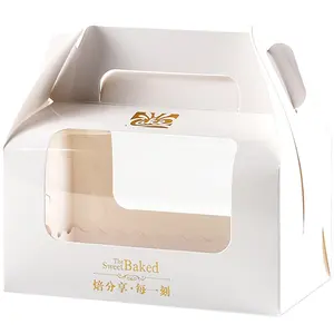 हैंडल के साथ बेस्टसेलिंग थोक मिनी बर्थडे स्विस रोल केक डेज़र्ट चीज़केक डेज़र्ट चॉकलेट लैस पैकेजिंग पेपर बॉक्स