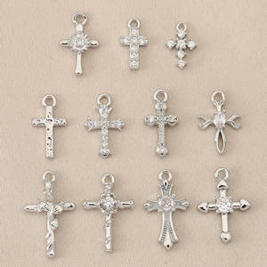 قلادة وسوار بتصميم صليب باروكي على الطراز الأوروبي والأمريكي مطلي بالذهب عيار 14 قيراط ومطلي بالنحاس مع حجر طبيعي - Product Image 3