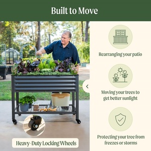Bacs <span class=keywords><strong>de</strong></span> <span class=keywords><strong>jardin</strong></span> modernes <span class=keywords><strong>gris</strong></span> à grande capacité pour légumes, fleurs et herbes, avec pieds et étagère <span class=keywords><strong>de</strong></span> rangement - Product Image 3