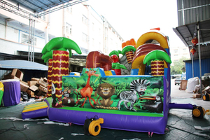 Château de saut gonflable sur le thème de la jungle animale Château gonflable en PVC avec toboggan - Product Image 3