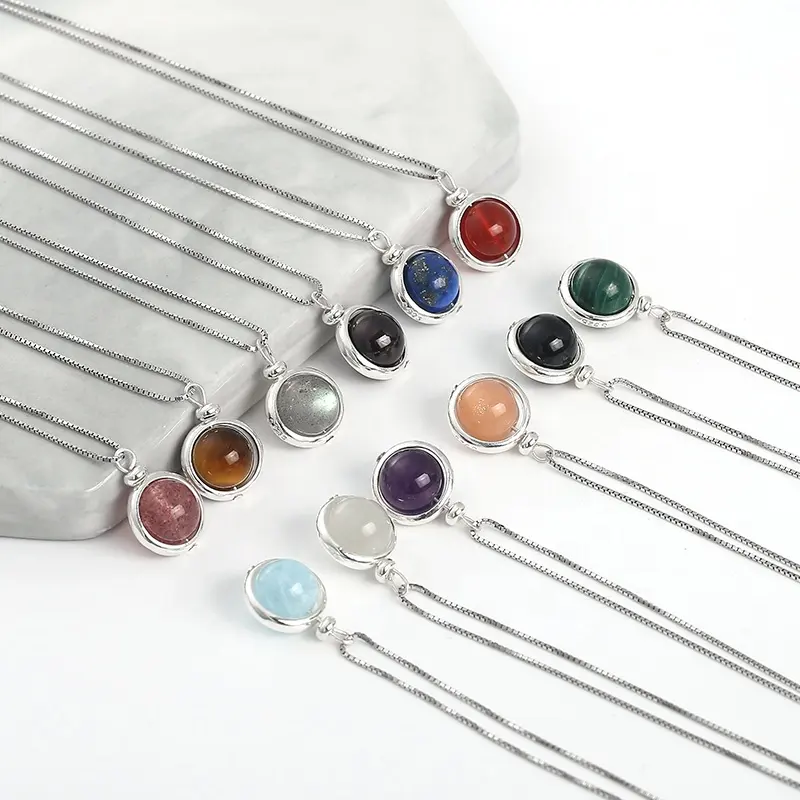 925 Zilveren Geluk Geboortesteen Multicolor Agaat Crystal Quartz Hanger Kettingen Vrouwen Sieraden Voor Birthday Gifts